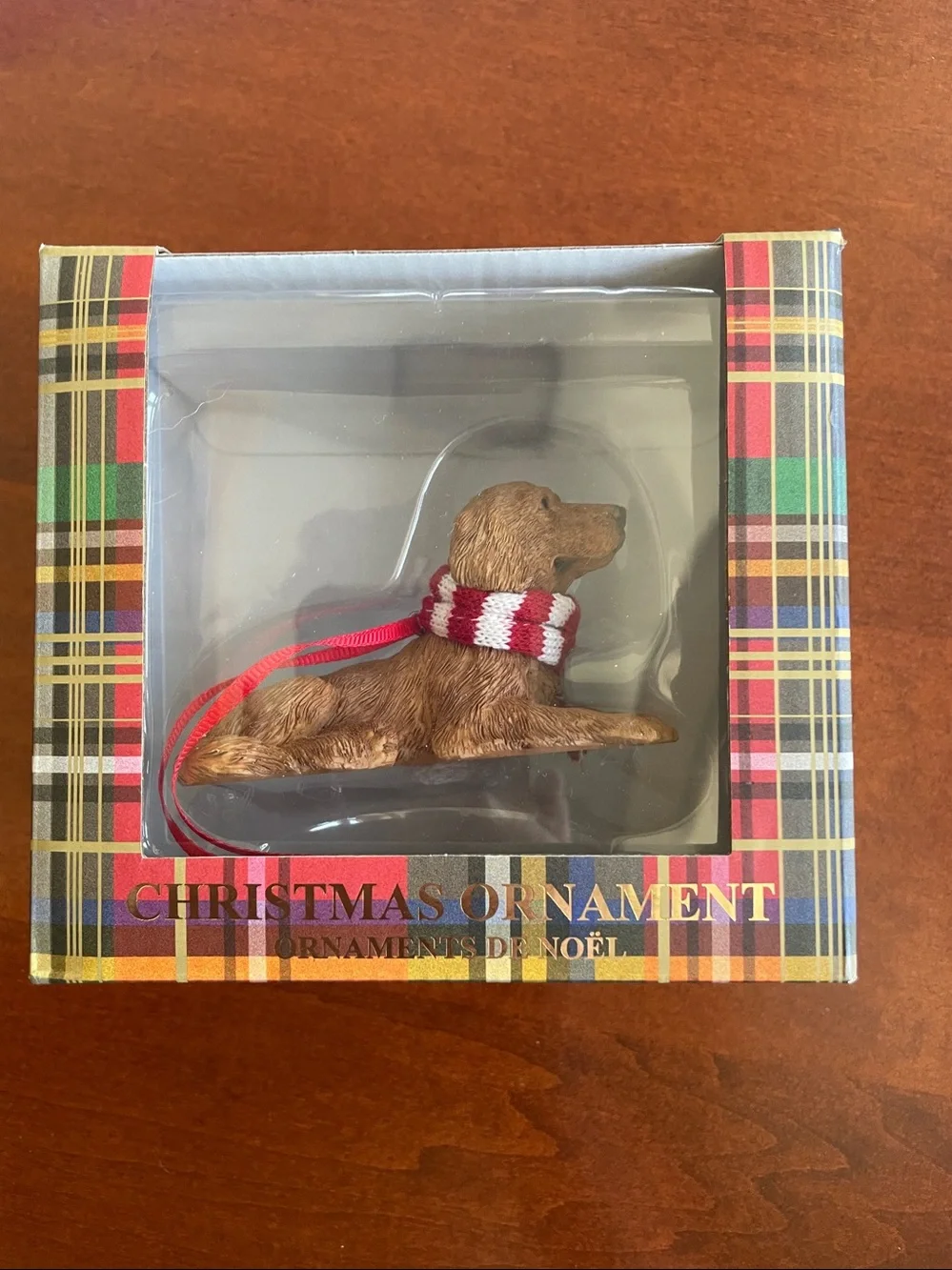 Golden Retriever Dog Figurine Christmas Ornament Hand-Painted